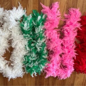Colorful Feather Boas - White, Green, Pink, Red